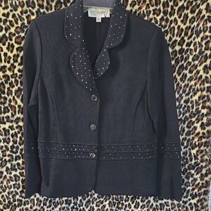 St. John Collection Black Rivet-Trim Blazer